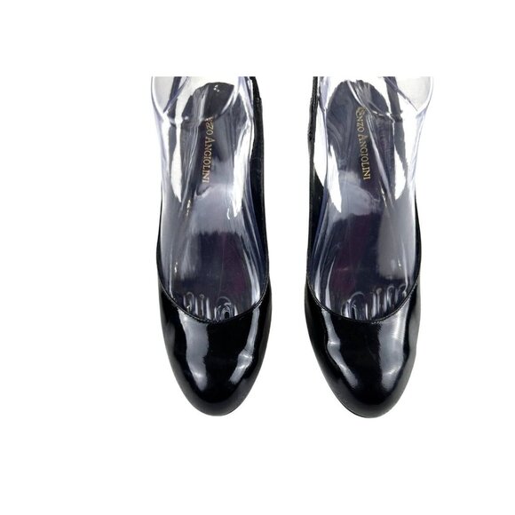 Enzo Angiolini Black Patent Leather Preppy Classic Chic Slingback Stilettos 7.5M - Picture 3 of 15